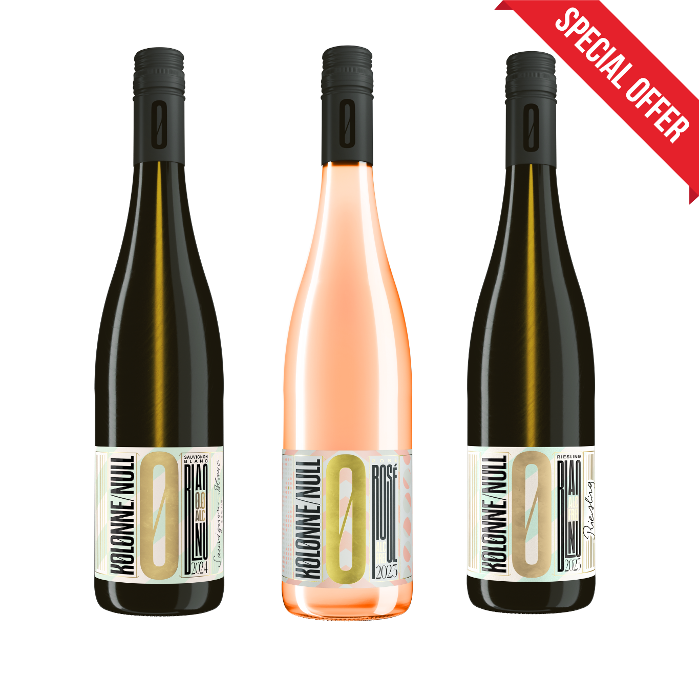 Wine tasting set Kolonne Null - 1x Sauvignon Blanc, 1x Rose, 1x Riesling